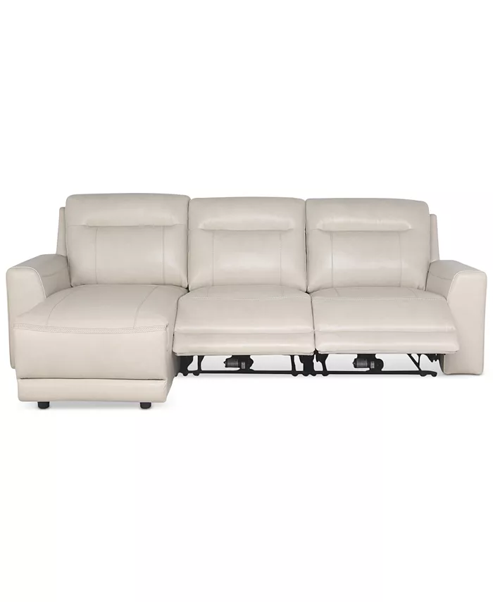 Macy's CLOSEOUT! Blairemoore 3-Pc. Leather Sofa with Power Chaise and 2 Power Recliners