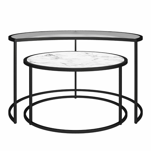 Moon Phases Nesting Coffee Tables White Marble glass Mr Kate