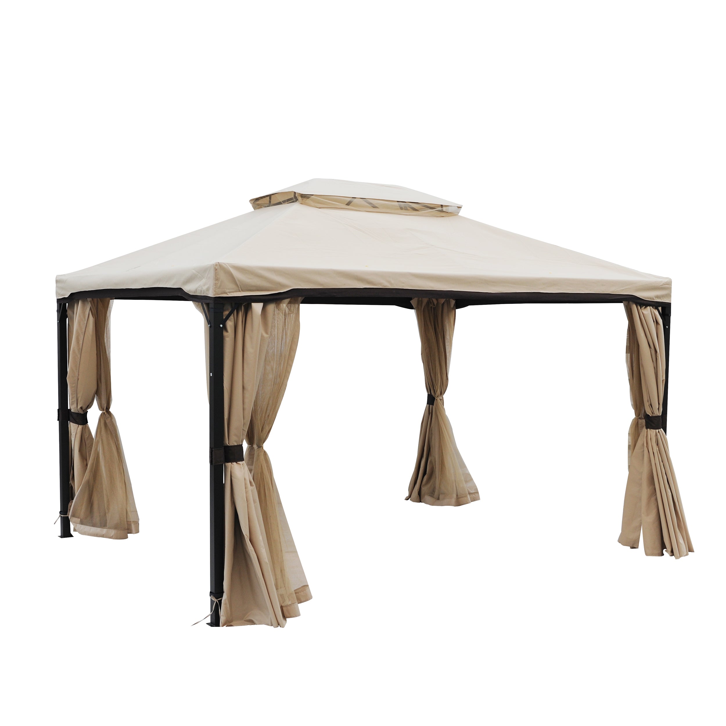 Erika Outdoor 10' x 12' Gazebo with Water Resistant Canopy, Beige