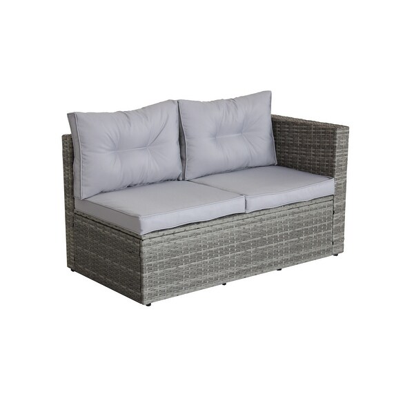 4 Piece Patio Sectional Wicker Rattan Outdoor Furniture Sofa Set with Storage Box - Overstock - 36064276