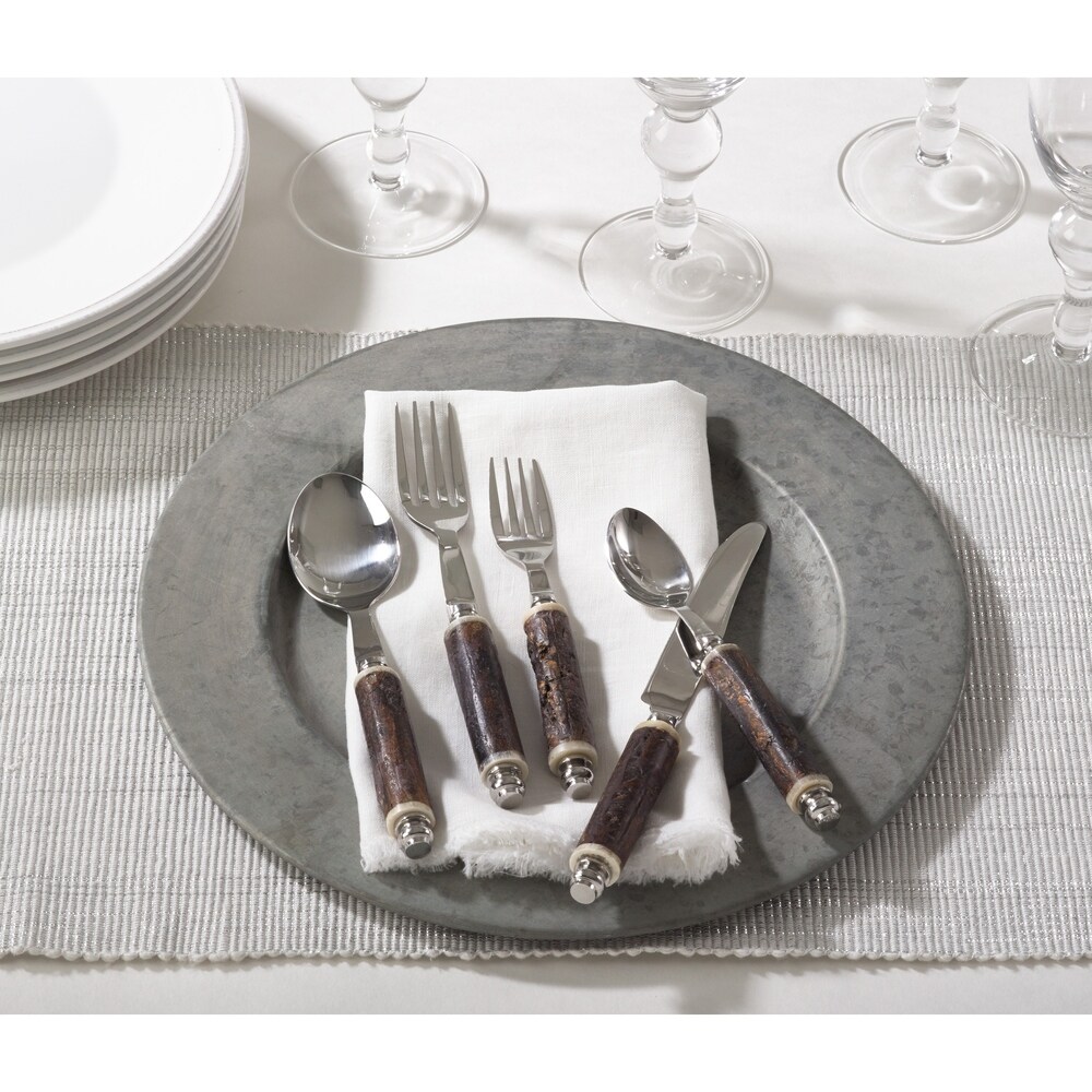 Bark Wood Handle Flatware (Set of 5)