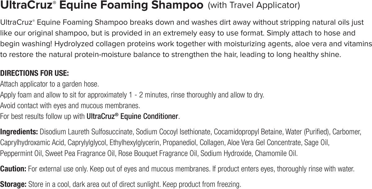 UltraCruz Foaming Horse Shampoo Spray， 3-oz bottle