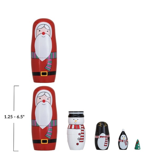 Wood Holiday Icon Nesting Dolls，Set of 5