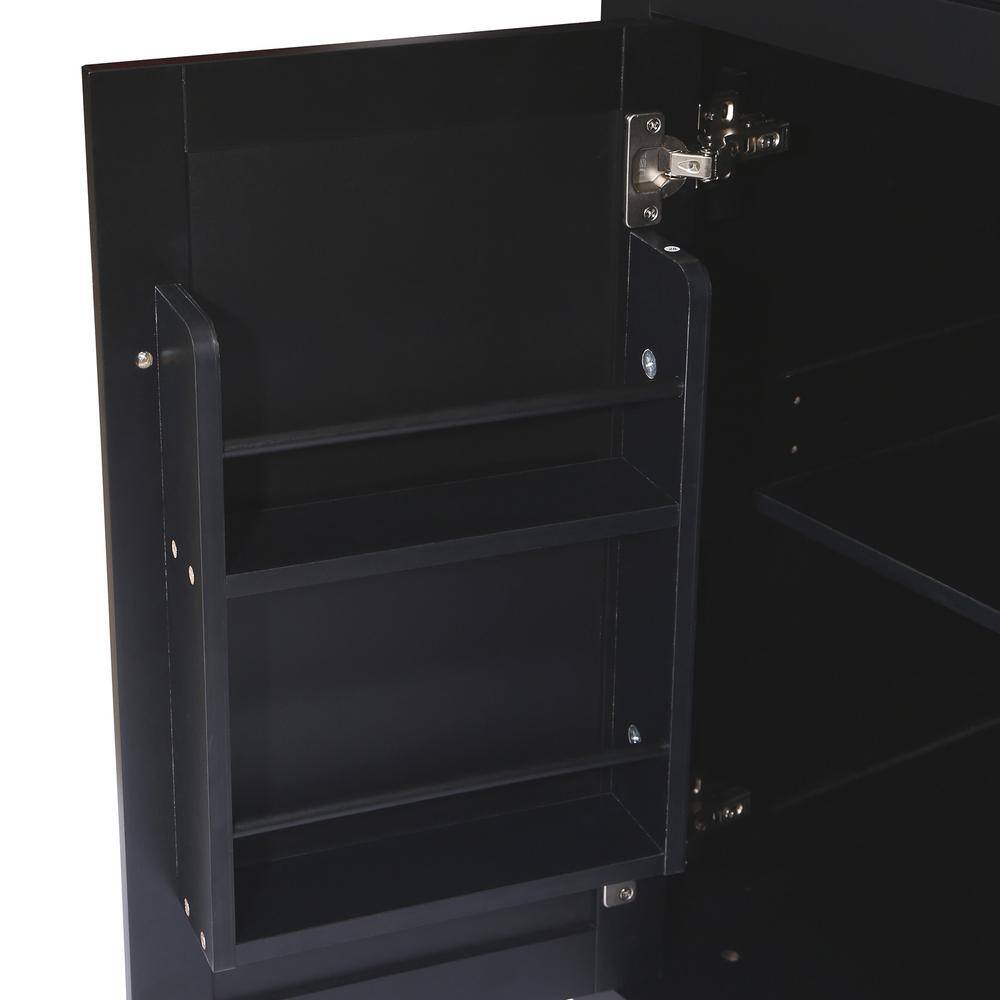 Zeus  Ruta Black Rubber wood 53.1 in. Kitchen Island Drop-Leaf Countertop Cabinet Internal Storage Racks Kitchen Island on 5 Wheels K-16HEGHVDGS