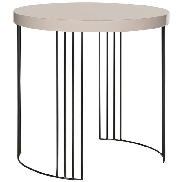 SAFAVIEH Mid-Century Modern Kelly Taupe/ Black Lacquer Side Table - 21.6