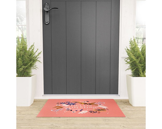 Showmemars Hello Sunshine Small Looped Vinyl Welcome Mat Society6