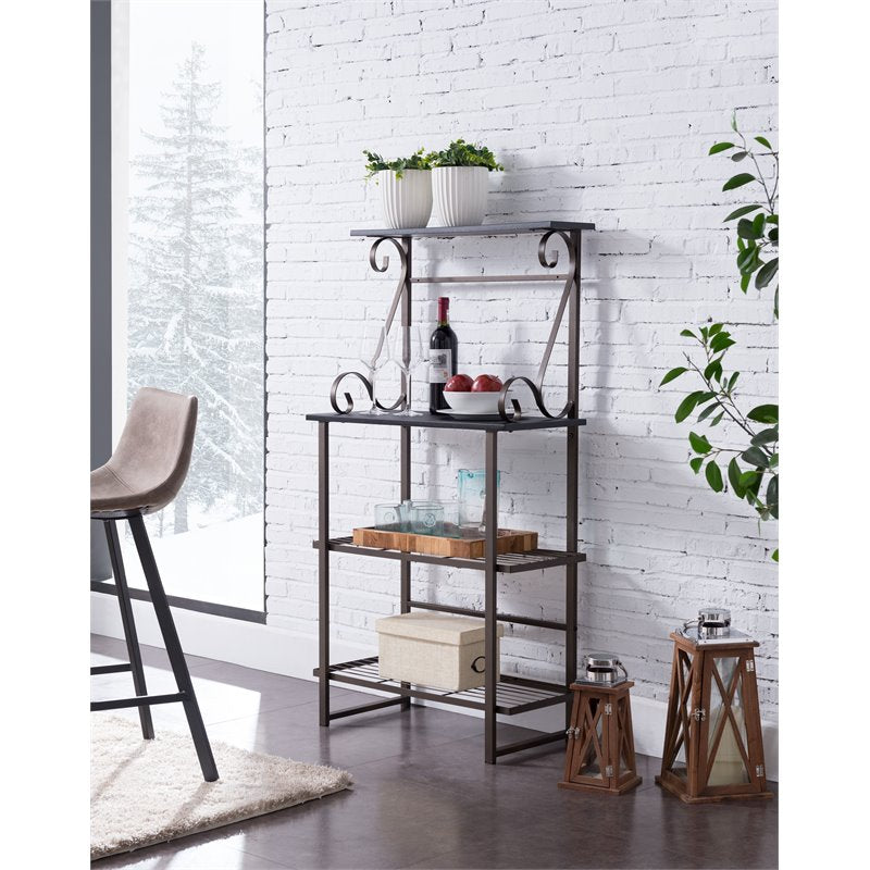 Pilaster Designs Solitude 4-tier Metal Freestanding Kitchen Baker Rack in Pewter