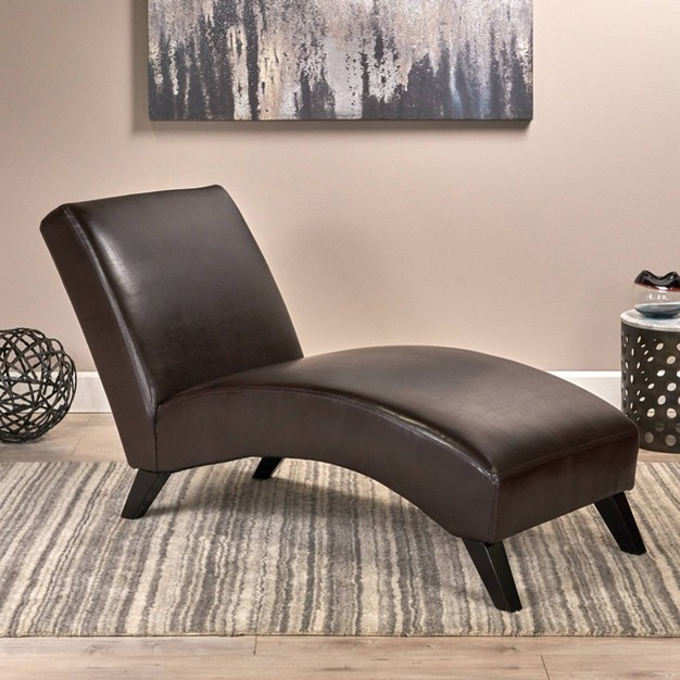 Finlay Leather Chaise Lounge Brown Christopher Knight Home