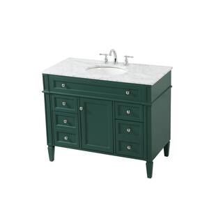 Simply Living 42 in. W x 21.5 in. D x 35 in. H Bath Vanity in Green with Carrara White Marble Top SL37626GN