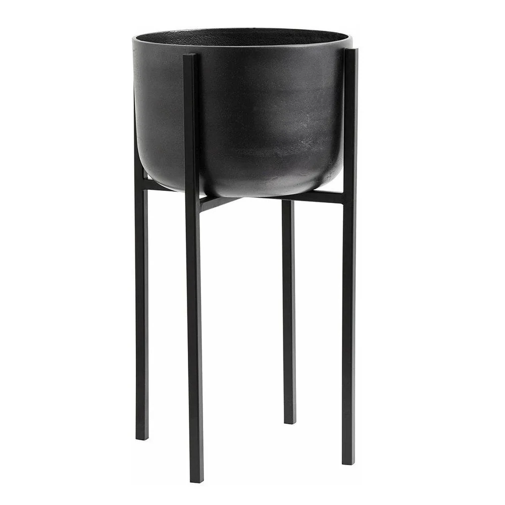 Modern Metal Black powder coated Flower Pot Stand with Flower Pattern for Home Planter for Garden