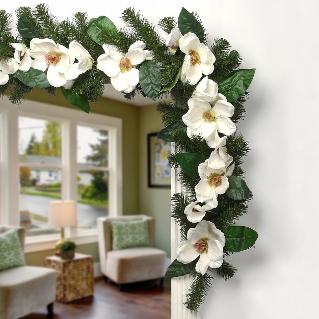 National Tree Company 6 Ft North Valley Spruce Magnolia Flower Garland