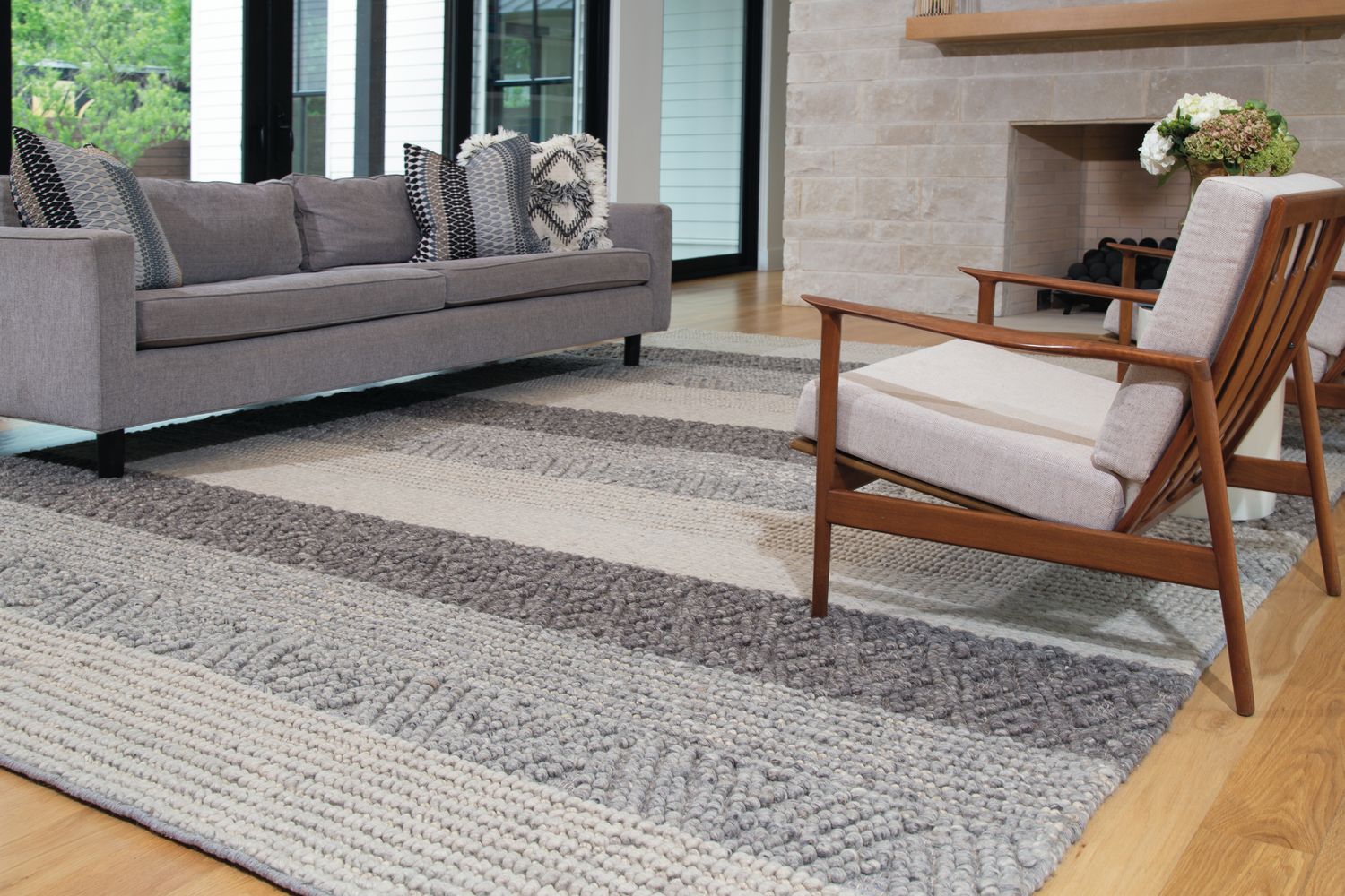 Genet Hand Woven Chracoal Gray and Tan Rug by BD Fine