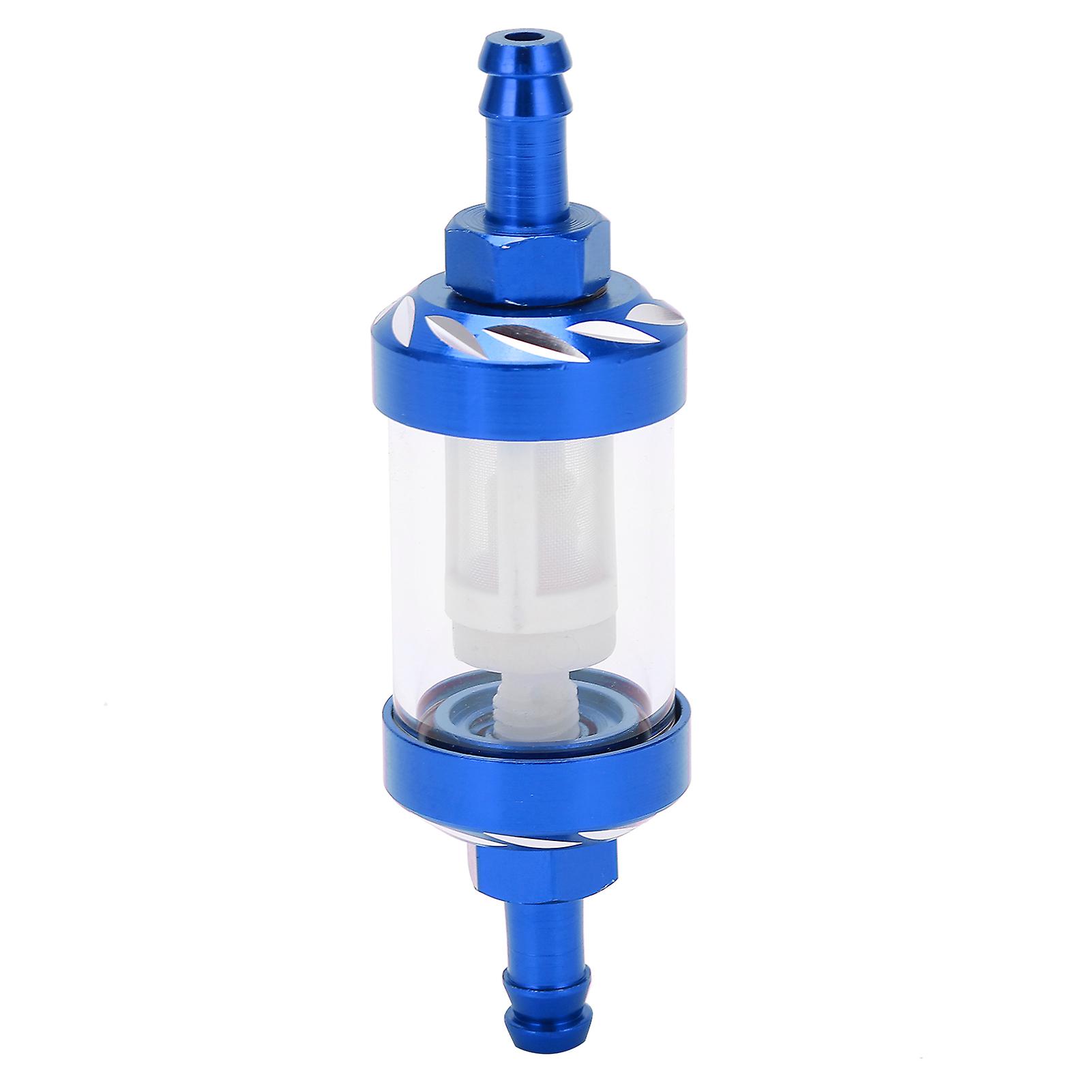 Glass Fuel Filter Element Aluminium Alloy Shell Replacement For Cars Atv Suvs Motorcycles Pit Bikesblue