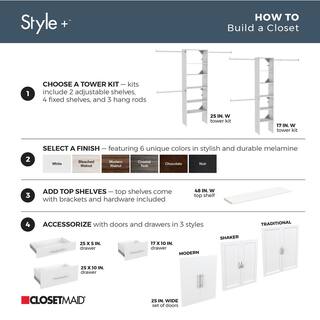 ClosetMaid Style+ 84 in. W - 120 in. W Bleached Walnut Wood Closet System 4367