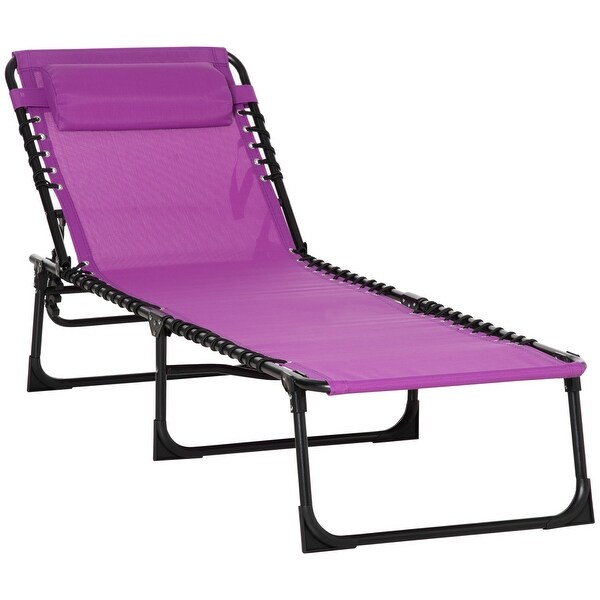 Outsunny Folding Chaise Lounge Chair Portable Lightweight Reclining Garden Sun Lounger with 4Position Adjustable Backrest