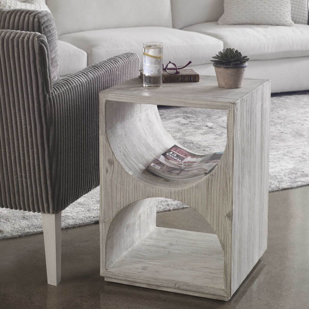 Uttermost Hans 18 x 25 quotWhite Side Table   Farmhouse   Side Tables And End Tables   by Lighting New York  Houzz