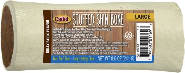 Cadet Peanut Butter Stuffed Shin Bull Stick Flavor Bone， Large