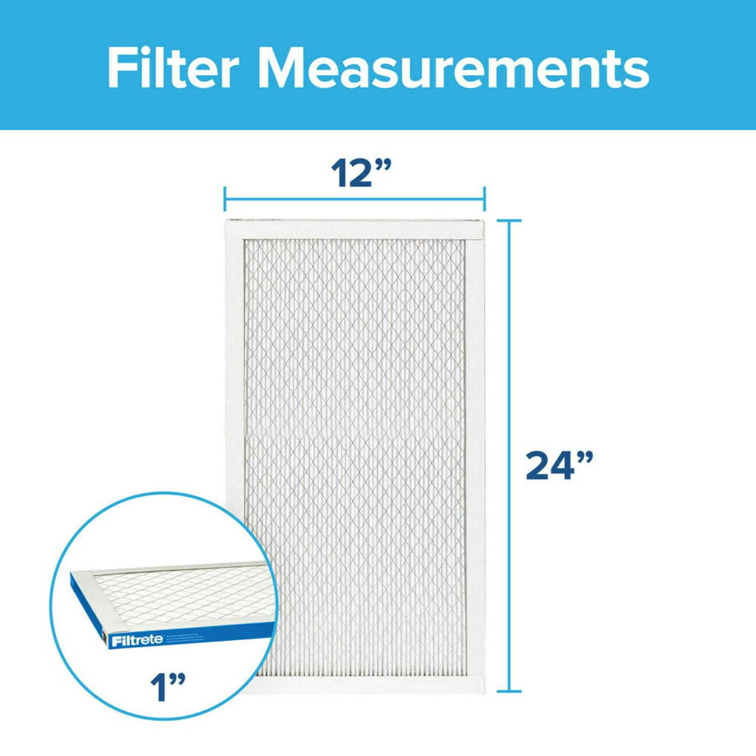 Filtrete by 3M， 12x24x1， MERV 13， Ultimate Allergen Reduction HVAC Furnace Air Filter， Captures Allergens， Bacteria， Viruses， 1900 MPR， 4 Filters