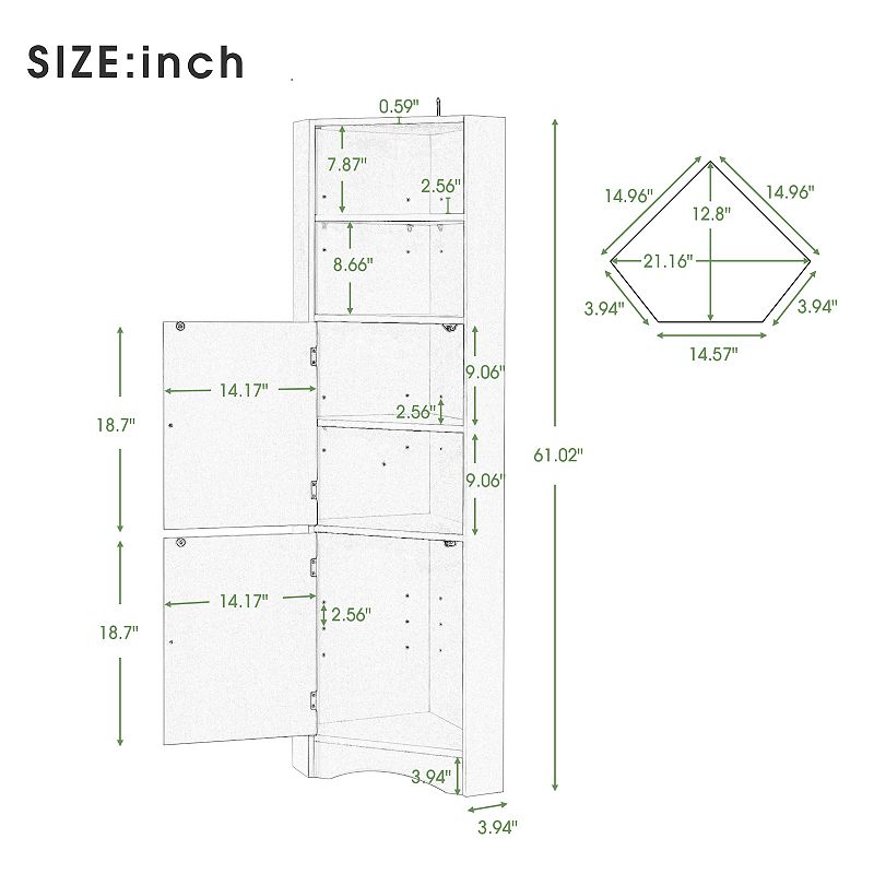 Merax Tall Bathroom Corner Cabinet