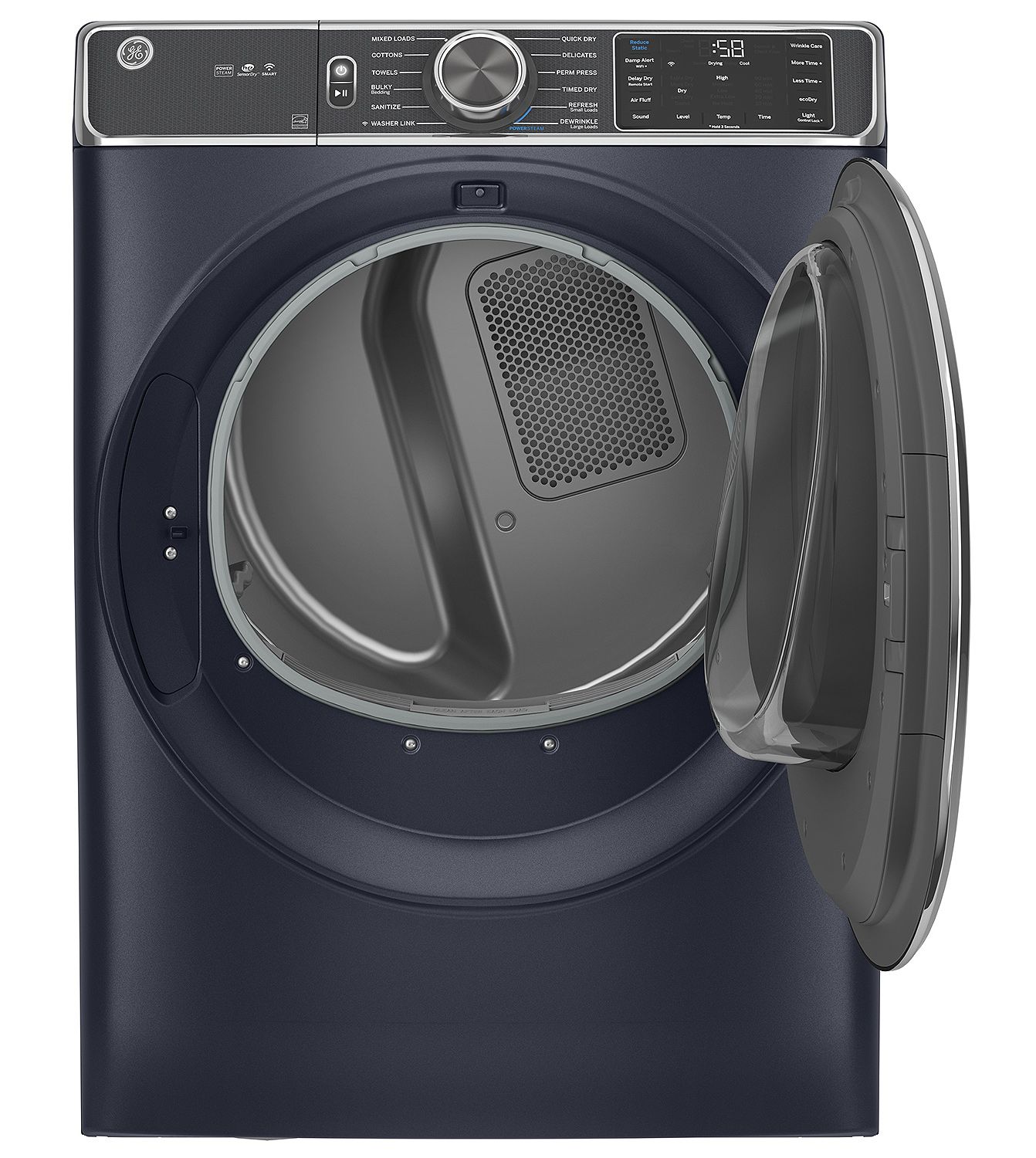 GE ADA 7.8 Cu. Ft. Sapphire Blue Smart Front Load Gas Dryer With Steam And Sanitize Cycle