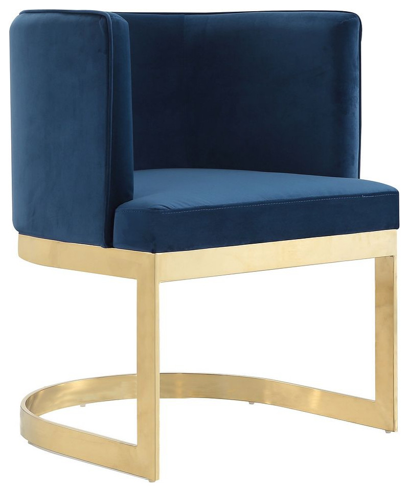 Aura Dining Chair in Royal Blue and Polished Brass   Contemporary   Dining Chairs   by Kolibri Decor  Houzz