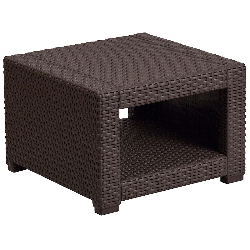 Flash Furniture Faux Rattan End Table