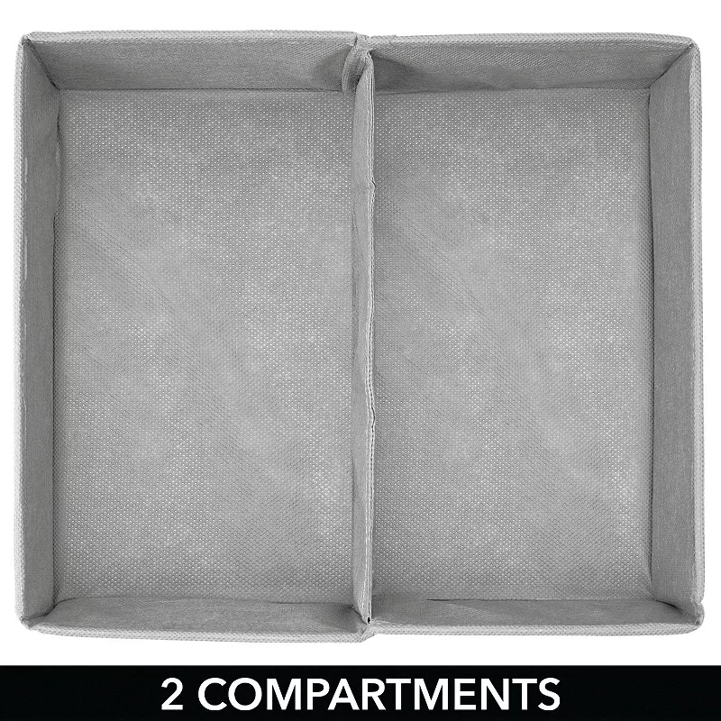 mDesign Fabric Dresser Drawer/Closet Storage， 2 Section Tray， 2 Pack