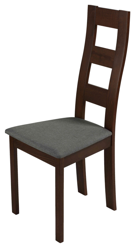 Cortesi Home Cuadro Dining Chair in Charcoal Fabric  Walnut  Set of 2   Transitional   Dining Chairs   by CozyStreet  Houzz