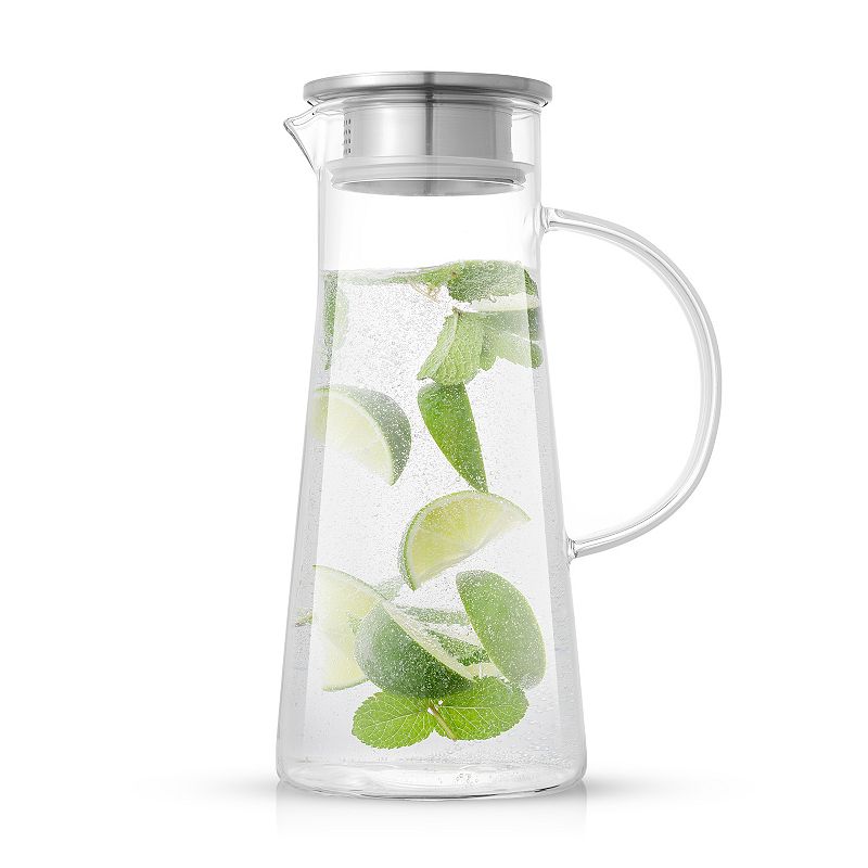 JoyJolt Breeze 50-oz. Glass Pitcher with Stainless Steel Lid