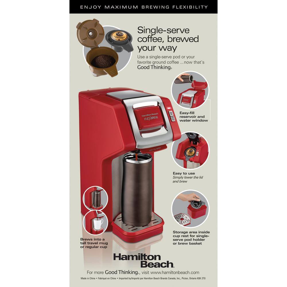 Hamilton Beach FlexBrew Red Single Serve Coffee Maker 49945