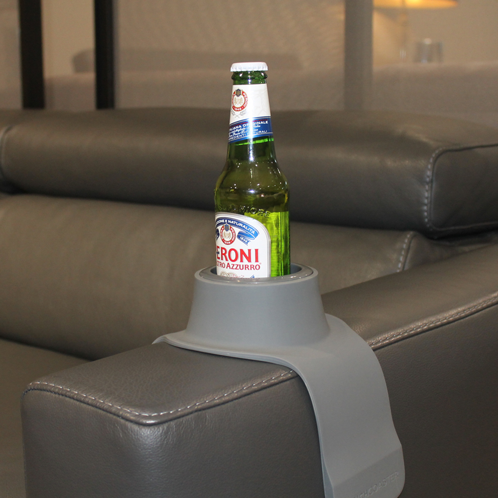 CouchCoaster - The ultimate drink holder for your sofa， Steel Grey