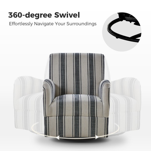 Set Of 2 Livia Transitional 360 degree Swivel Armchair With Jacobean Strip Pattern Hulala Home