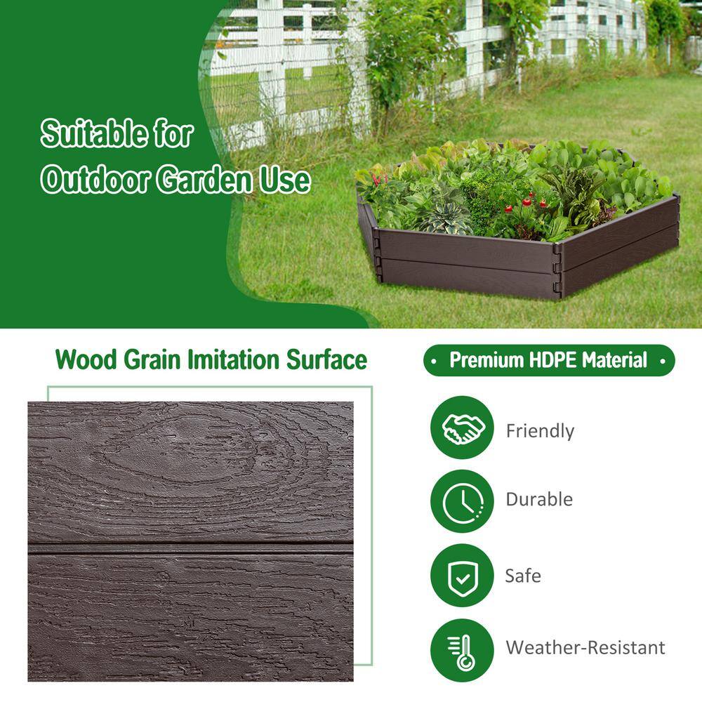 Gymax HDPE Plastic Raised Garden Bed Set Outdoor Planter Box for Vegetable Flower Gardening (2-Pieces) GYM09747