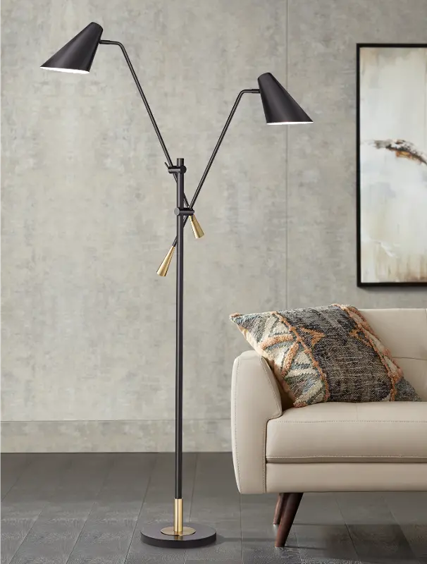 Midas Black and Gold Floor Lamp