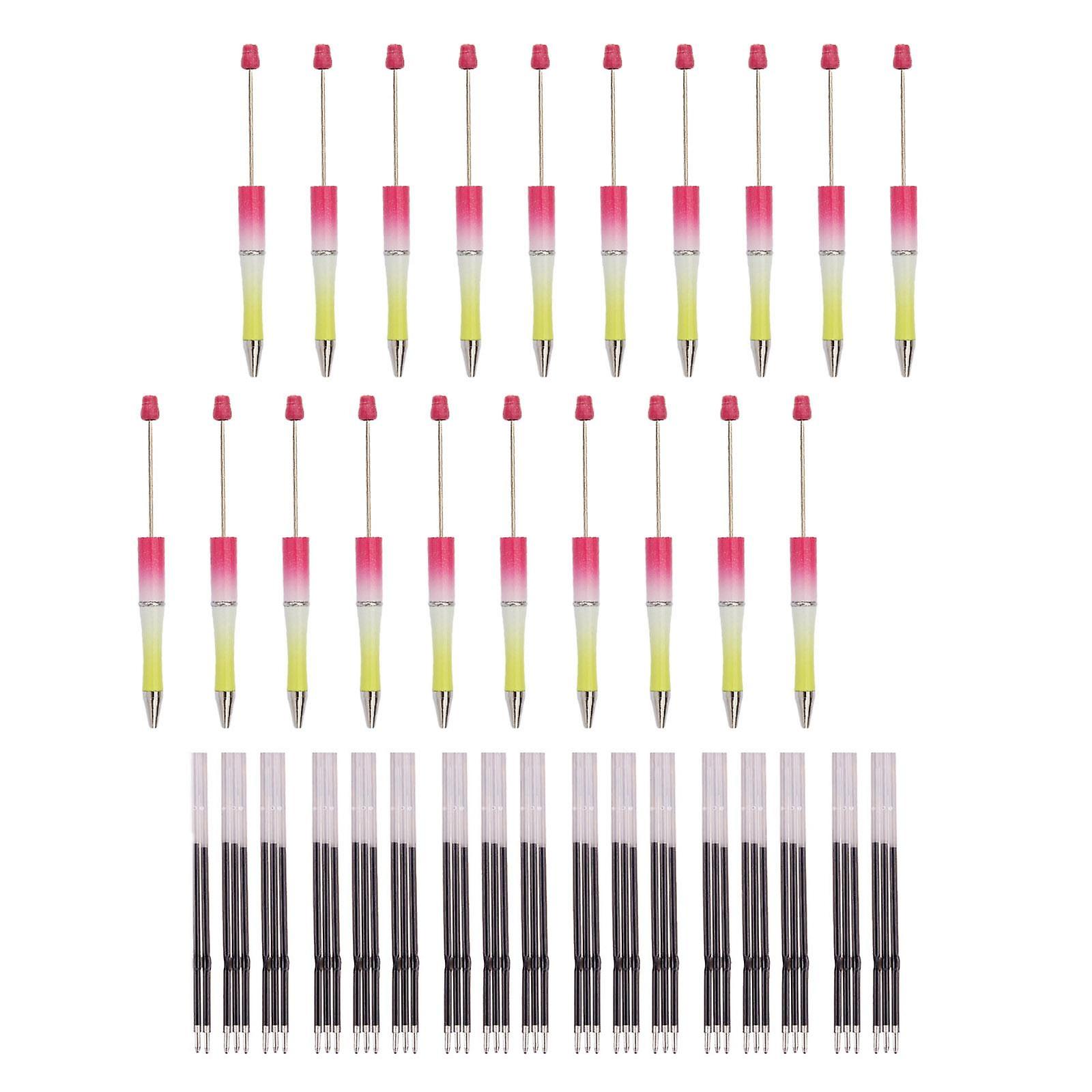 20pcs Beadable Pen 1.0mm Bead Ballpoint Pen For Classroom Drawing Journaling Rose Red Yellow