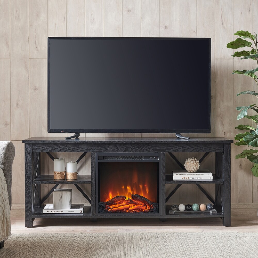 Sawyer TV Stand with Log Fireplace Insert