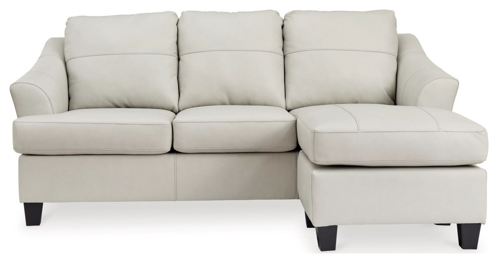 88 quotSofa Chaise With Attached Foam Back  Tapered Legs  Beige Leather   Transitional   Sectional Sofas   by VirVentures  Houzz