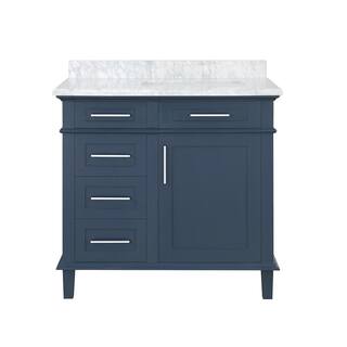 Home Decorators Collection Sonoma 36 in. W x 22 in. D x 34.50 in. H Bath Vanity in Midnight Blue with Carrara Marble Top Sonoma 36MB