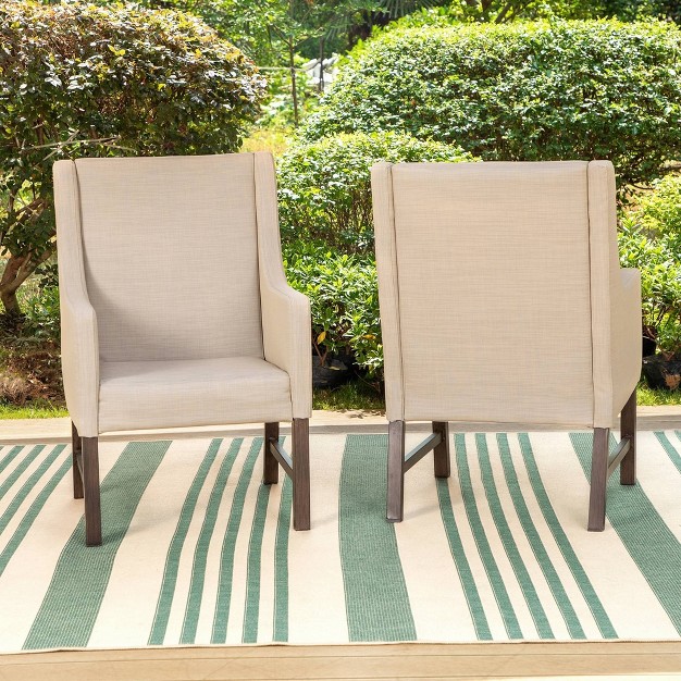 2pk Outdoor Dining Chairs With Metal Frame amp Armrests Captiva Designs