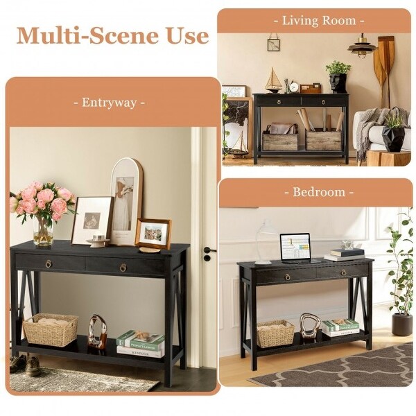 Console Table with 2 Drawer Storage Shelf for Entryway Hallway - 42