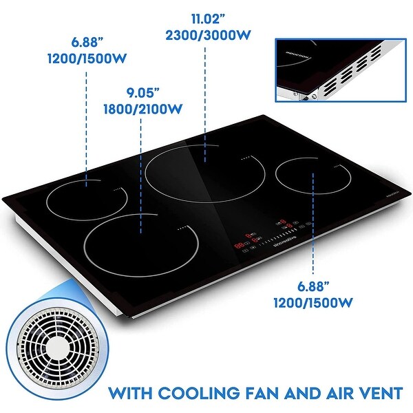 30-inch Induction Cooktop with 9 heating Level and Timer