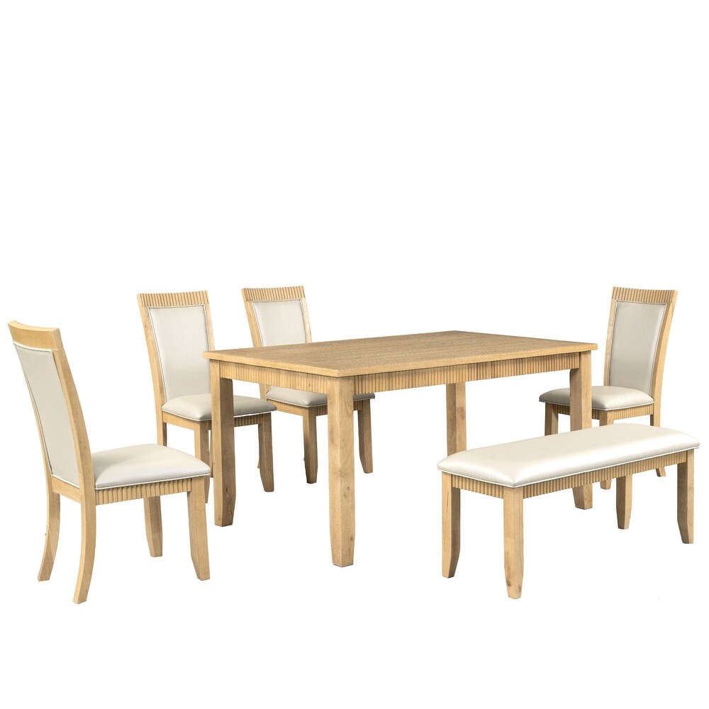 Solid Wood 6 piece Dining Table Set