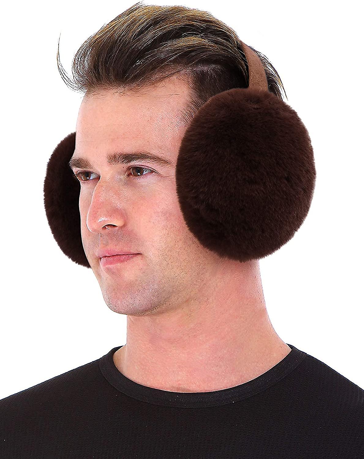 Men/women's Faux Furry Warm Winter Outdoors Ear Muffs 1 Pcs Coffee -