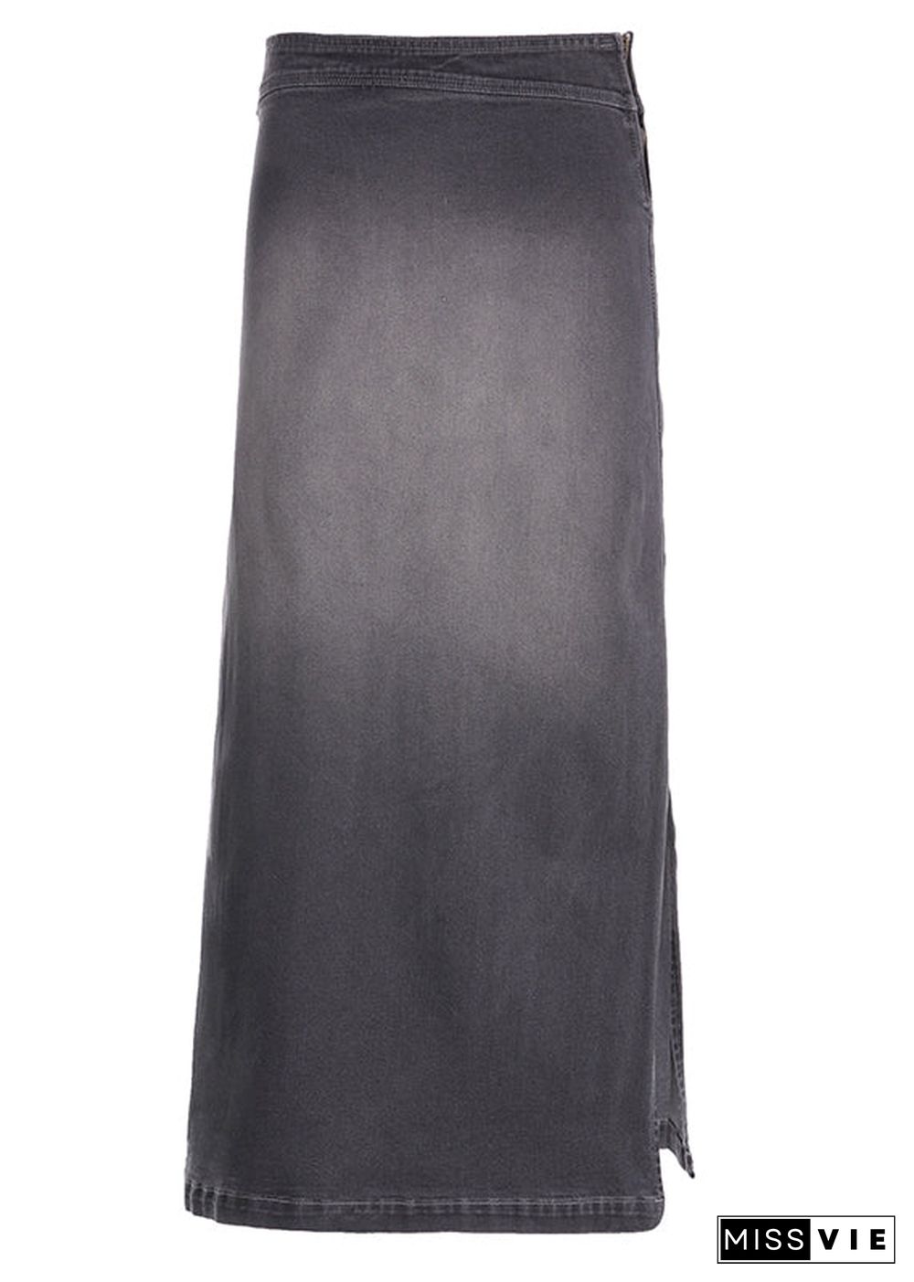 Modern Grey Side Open High Waist Patchwork Maxi Skirts Fall