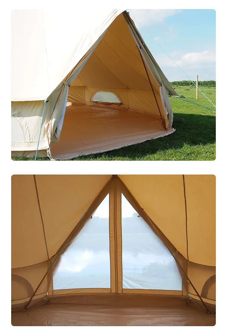 Luxury Glamping 3M 4M 5M 6M 7M Cotton Canvas Bell Tent For Outdoor Camping   Hiking Party Shelter Tent For Travel