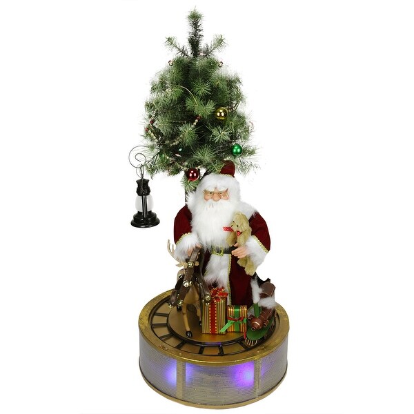 48 Musical LED Lighted Santa Claus with Rotating Train Christmas Decor