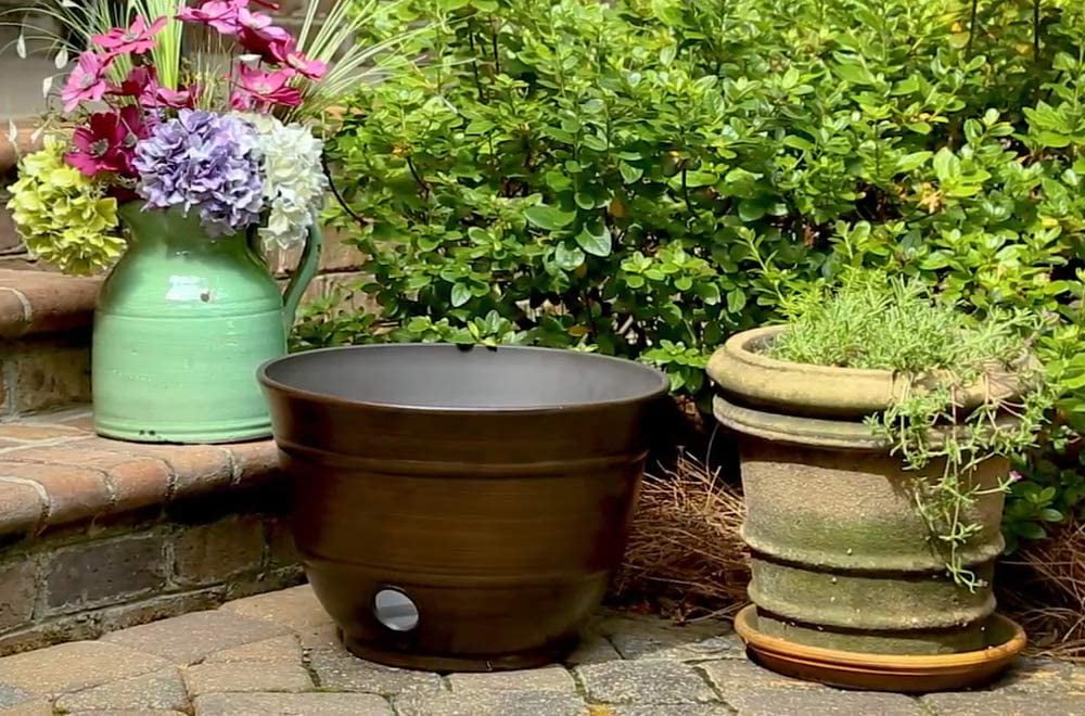 Liberty Garden Products 1924 High Density Resin Antique Bronze Garden Hose Pot Storage