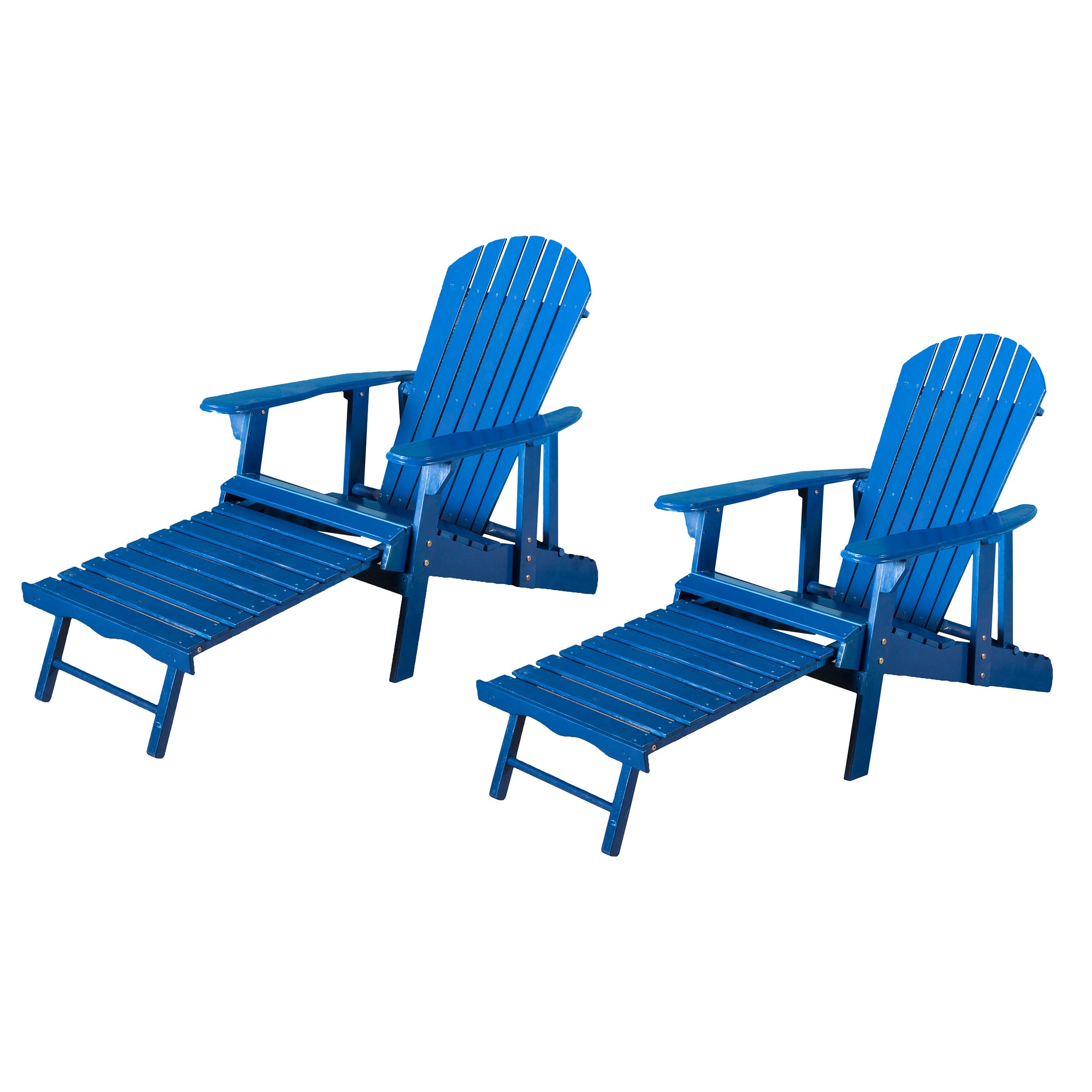 Katherine Outdoor Acacia Wood Adirondack Recliner With Pull Out Footrest