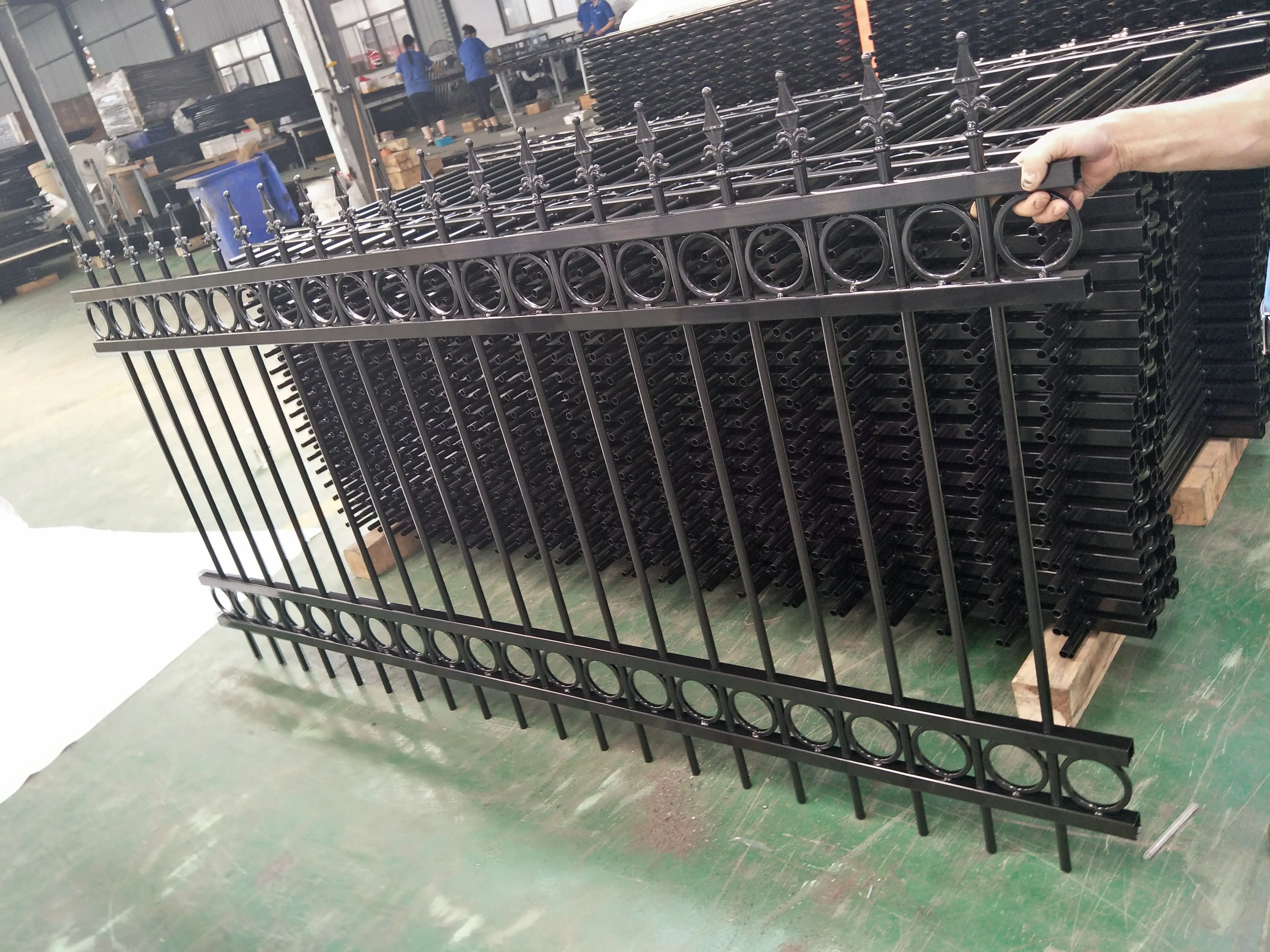 Factory Supply Bent Top Designs For Steel Fence Zinc Steel Fence Panels Wrought Iron Fence