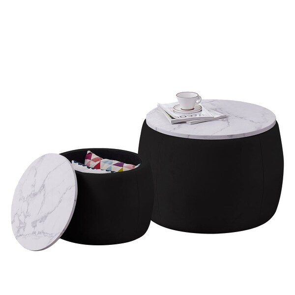 Set Of 2 End Table with Storage with Reversible Lid Tray